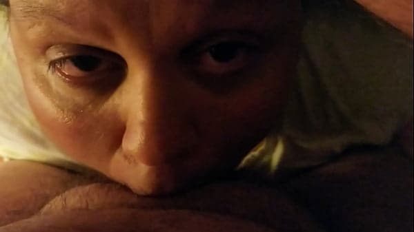 Wife sucking and gagging on my dick